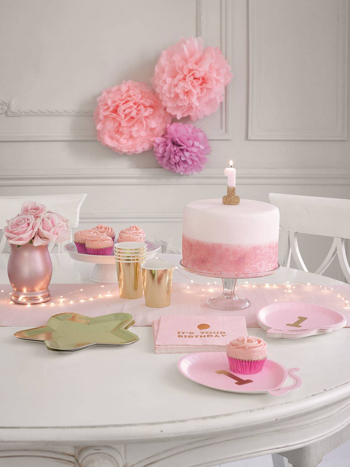 Pink and Gold Glitter Number 0-9 Candles