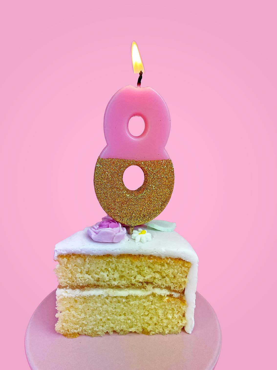 Pink and Gold Glitter Number 0-9 Candles