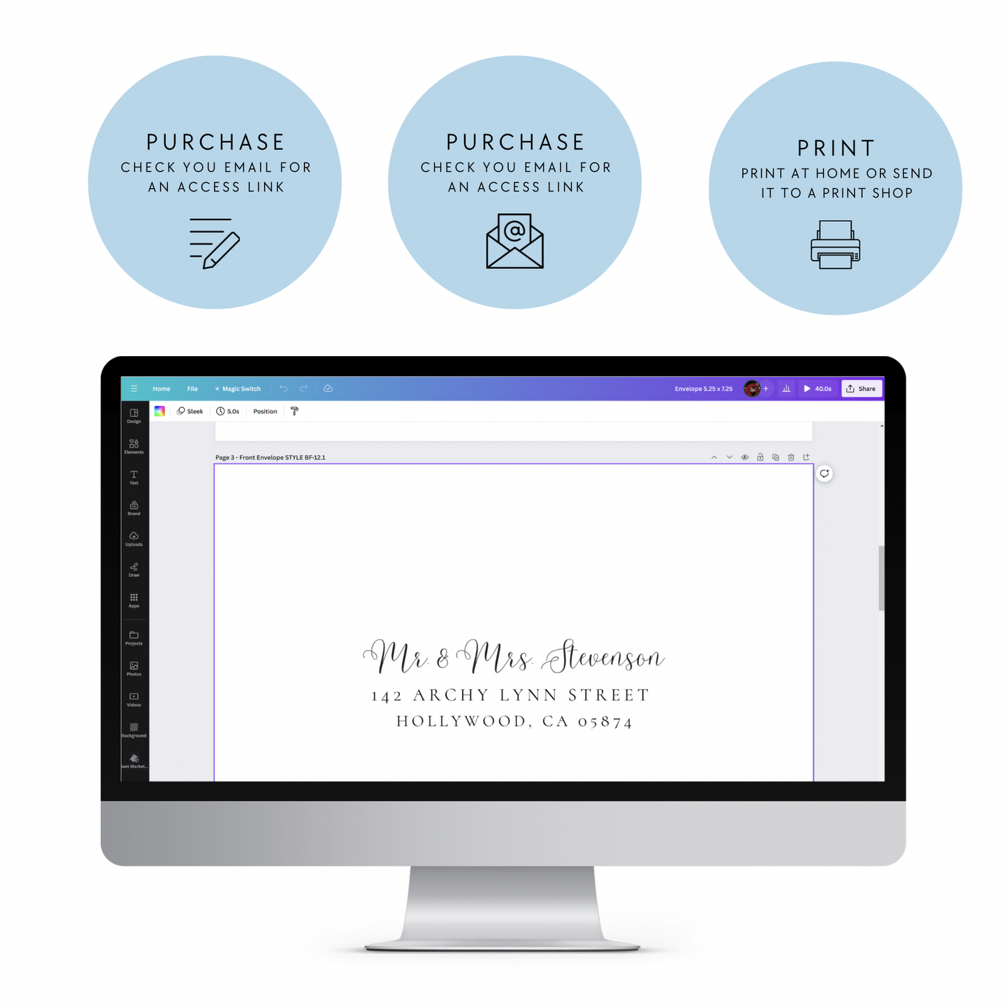 Whimsy Script Addressed Wedding Envelope A9 Canva Template