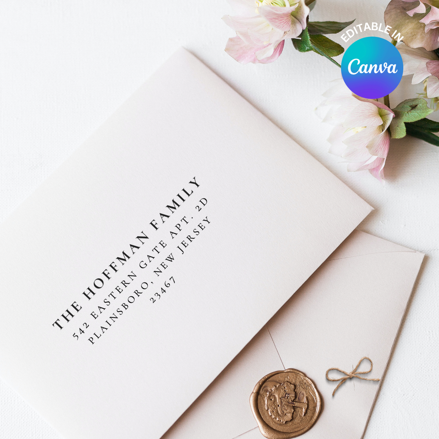 Regal Serif Addressed Wedding Envelope A9 Canva Template