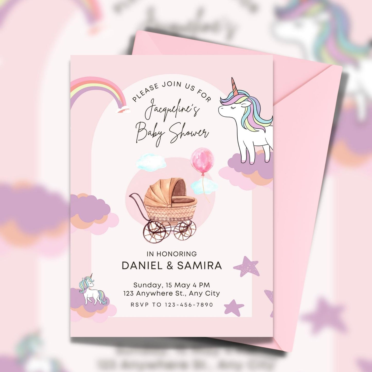 Frosted Pink Unicorn Theme Baby Shower