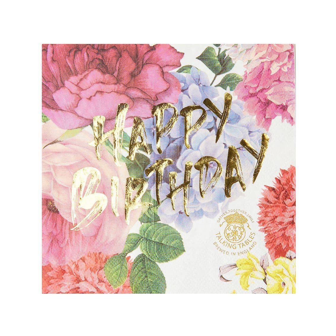Floral Happy Birthday Napkins - 20 Pack