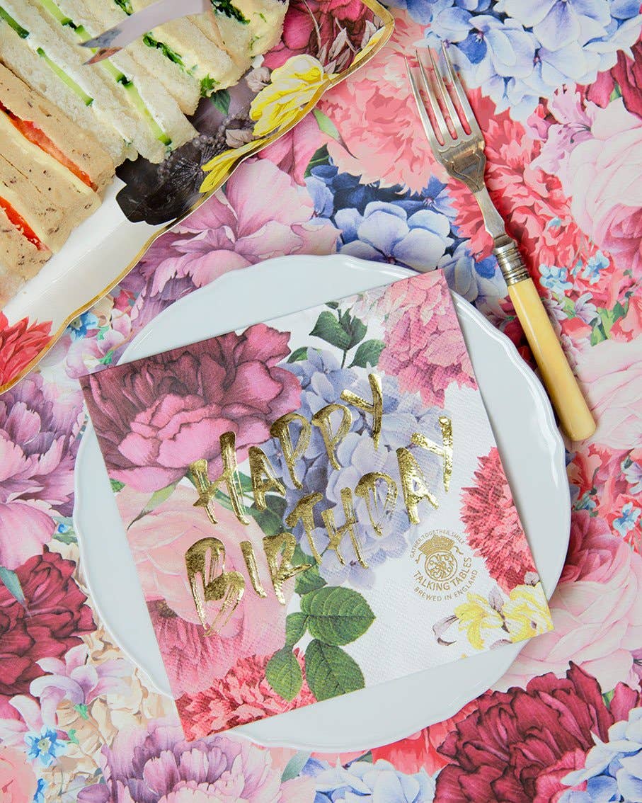 Floral Happy Birthday Napkins - 20 Pack