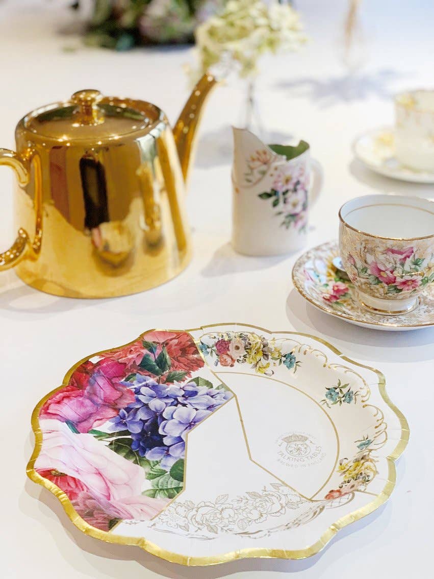 Kintsugi Style Floral Paper Plates - 12 Pack