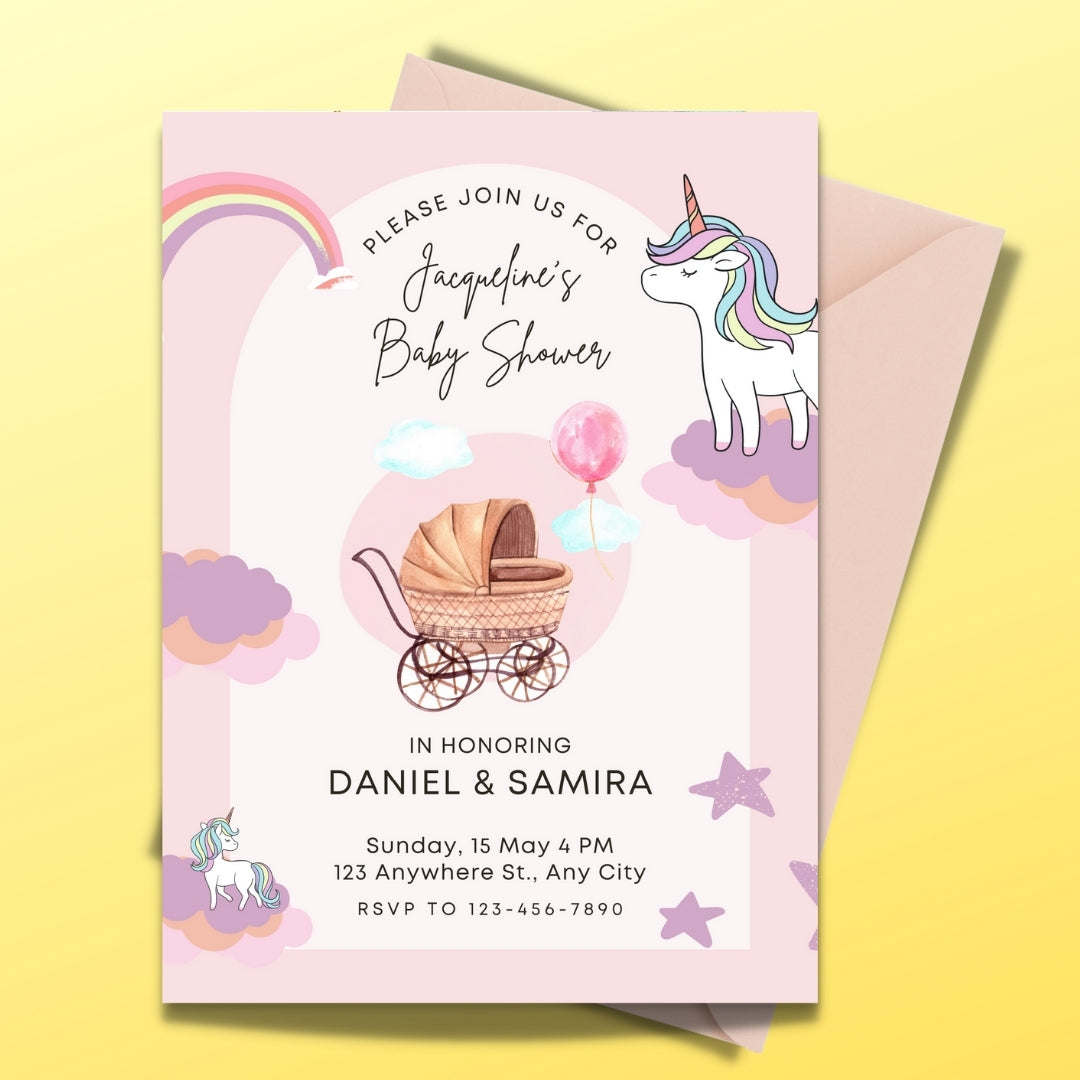 Watercolor Unicorn Theme Baby Shower