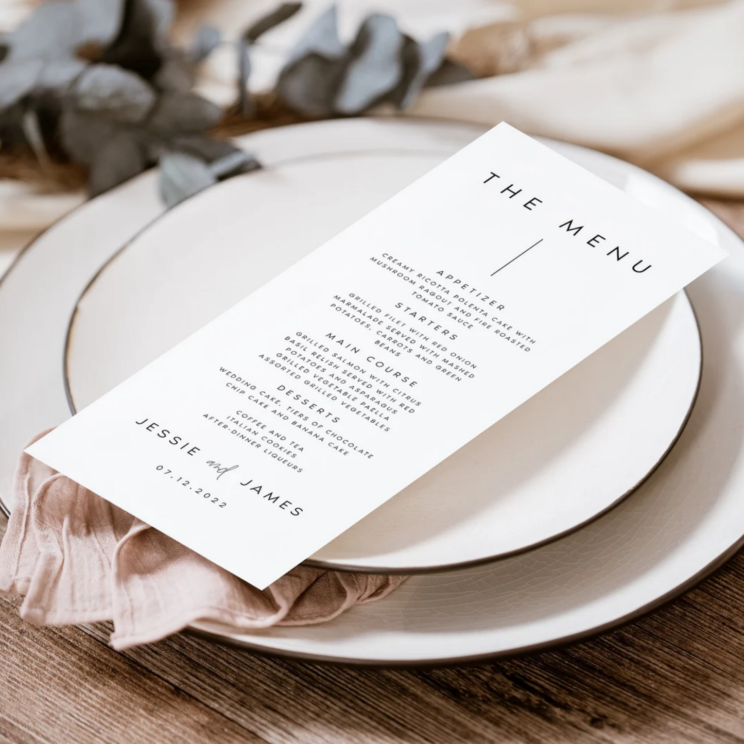 Minimalist Wedding Menu 4x9 Dinner Menu