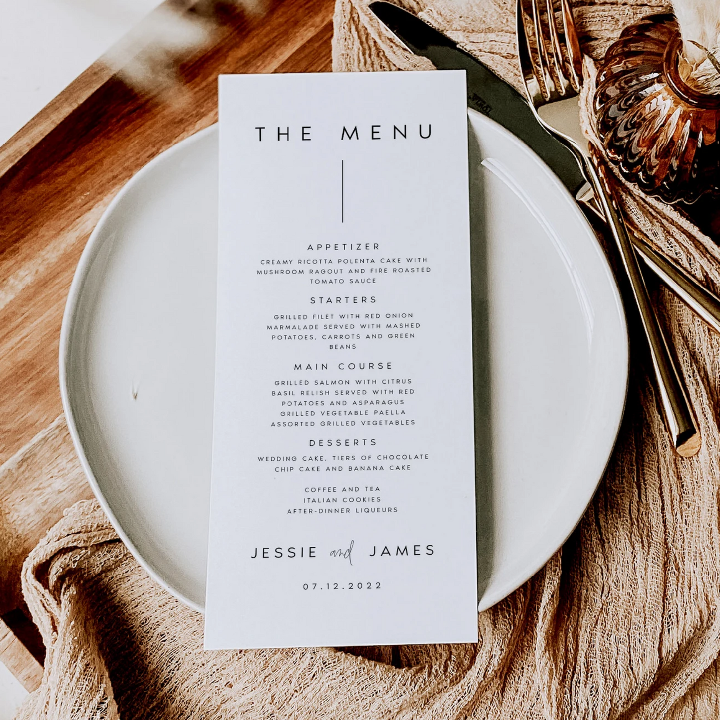 Minimalist Wedding Menu 4x9 Dinner Menu