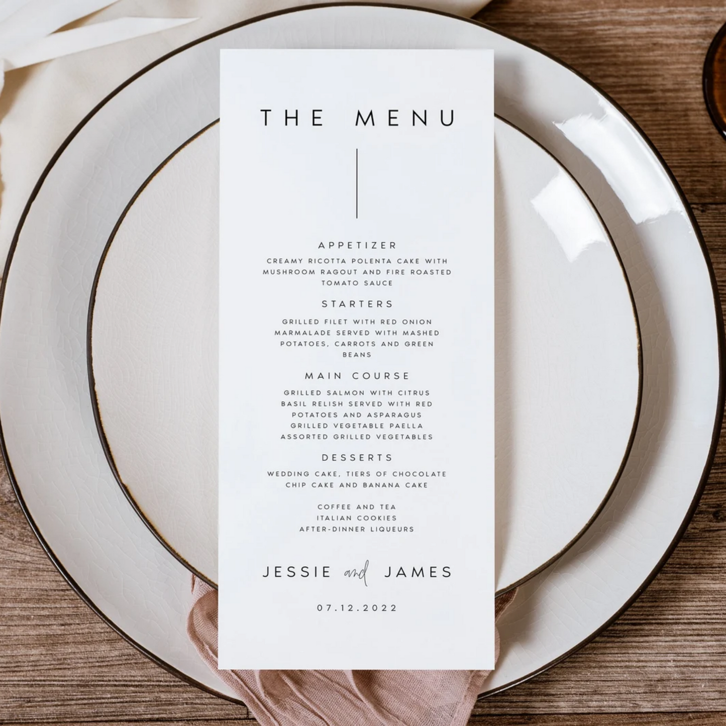 Minimalist Wedding Menu 4x9 Dinner Menu