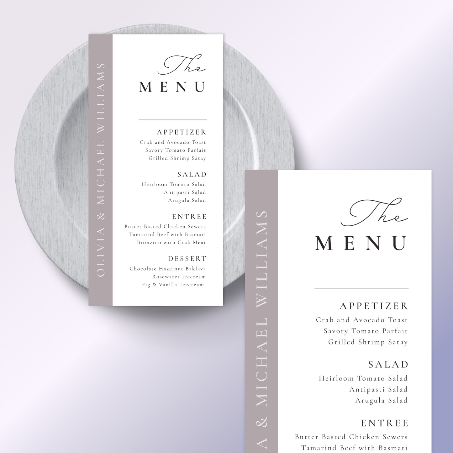 Elegant Wedding 4x9 Wedding Menu