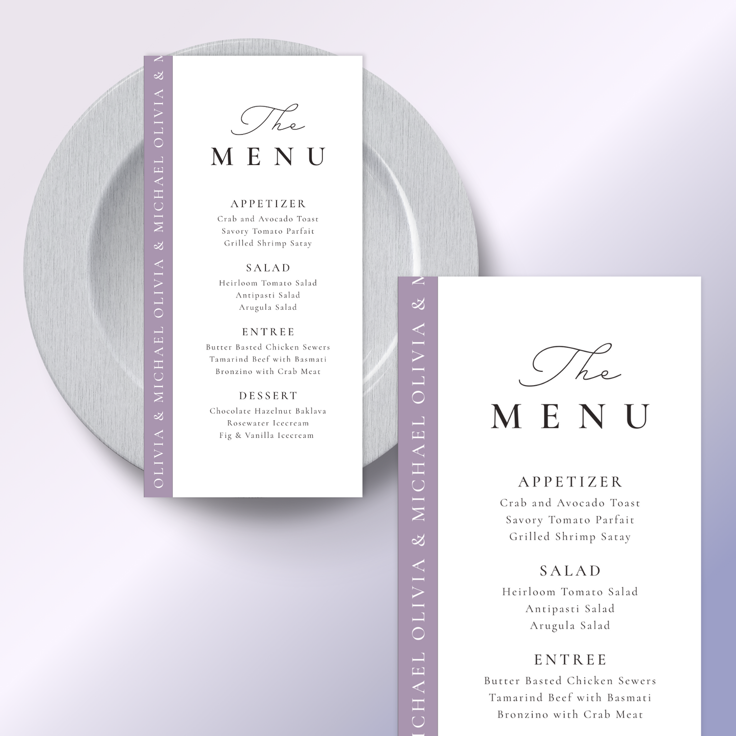Elegant Wedding 4x9 Wedding Menu