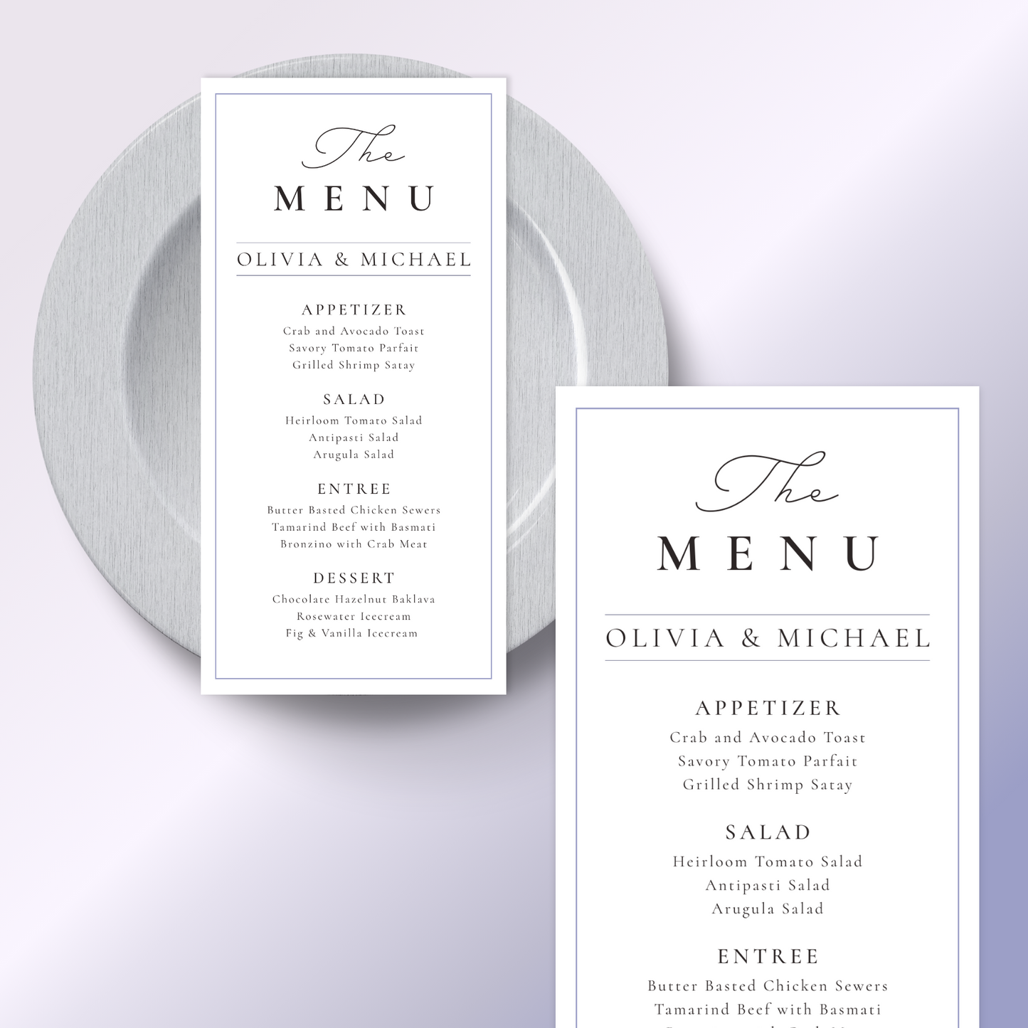 Classic Thin Border 4x9 Dinner Menu