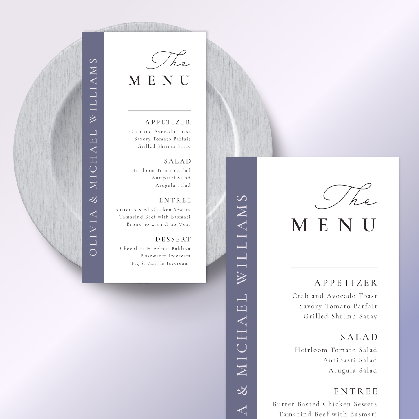 Elegant Wedding 4x9 Wedding Menu