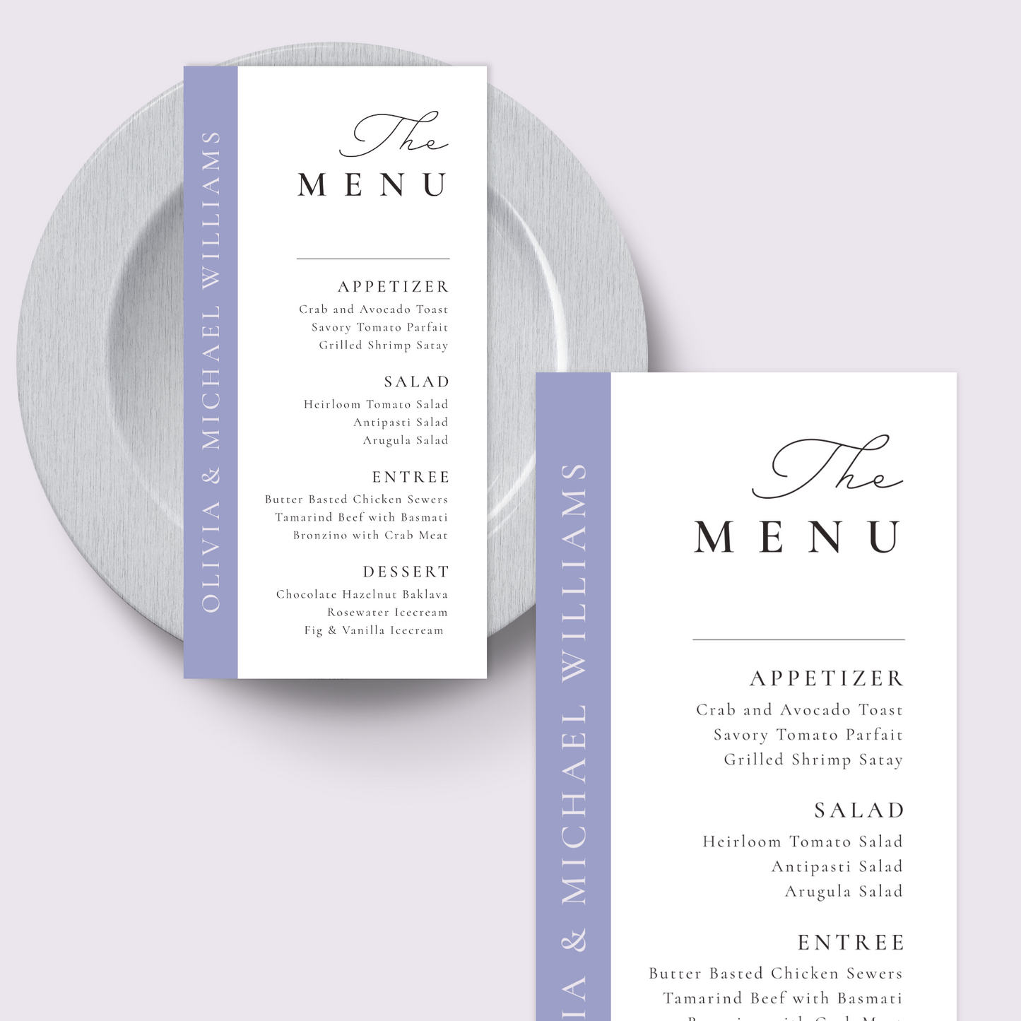 Clean Modern Fall Wedding Dinner Menu