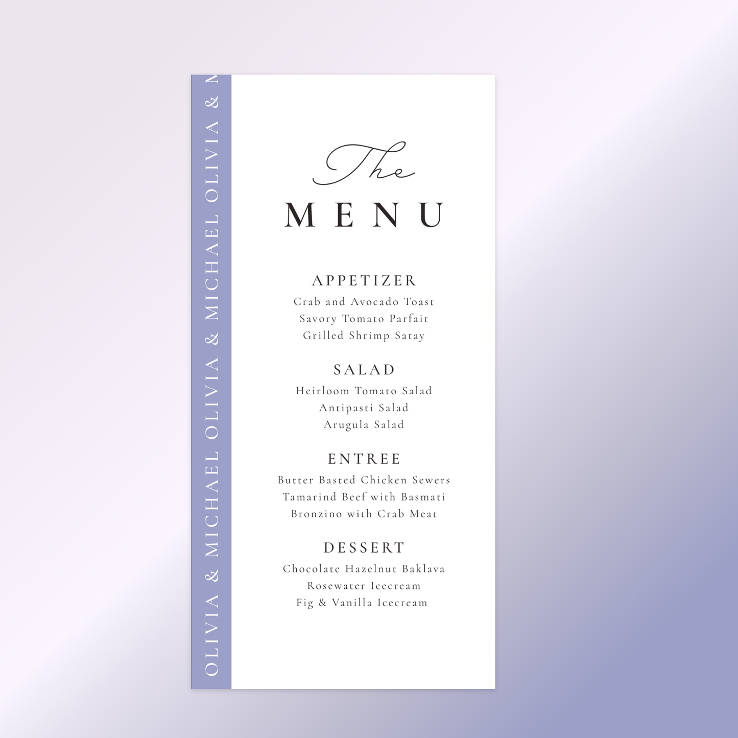 Elegant Wedding 4x9 Wedding Menu