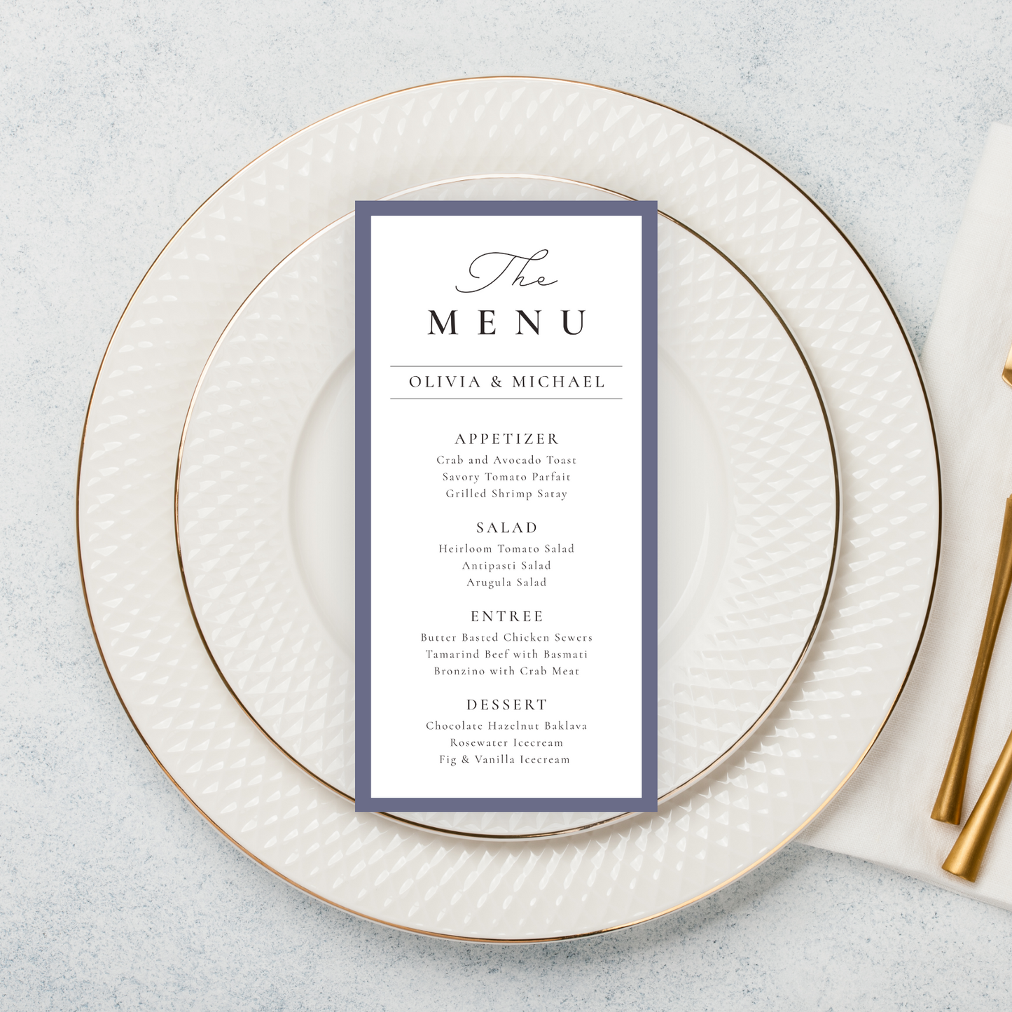 Elegant Wedding 4x9 Dinner Menu