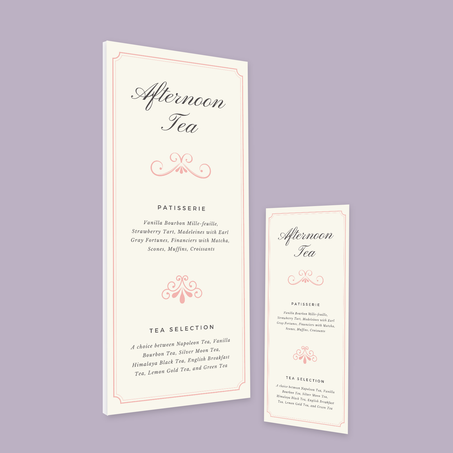 Tea Party List Menu