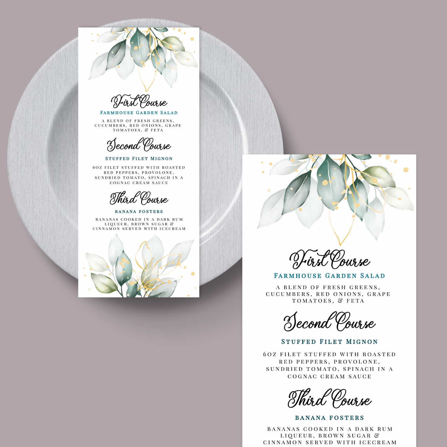 Rustic Fall Floral Themed Menu
