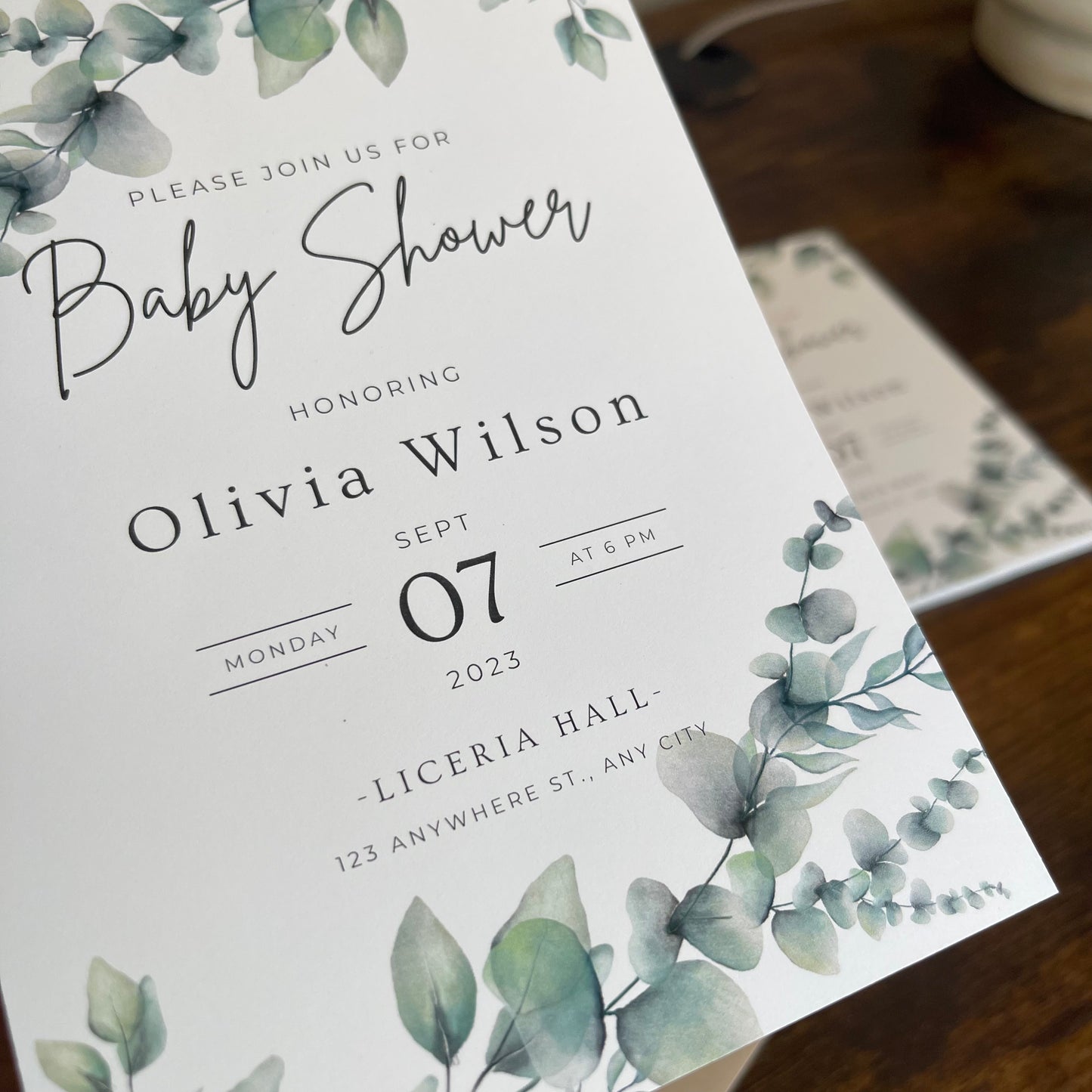 Watercolor Soft Eucalyptus Baby Shower