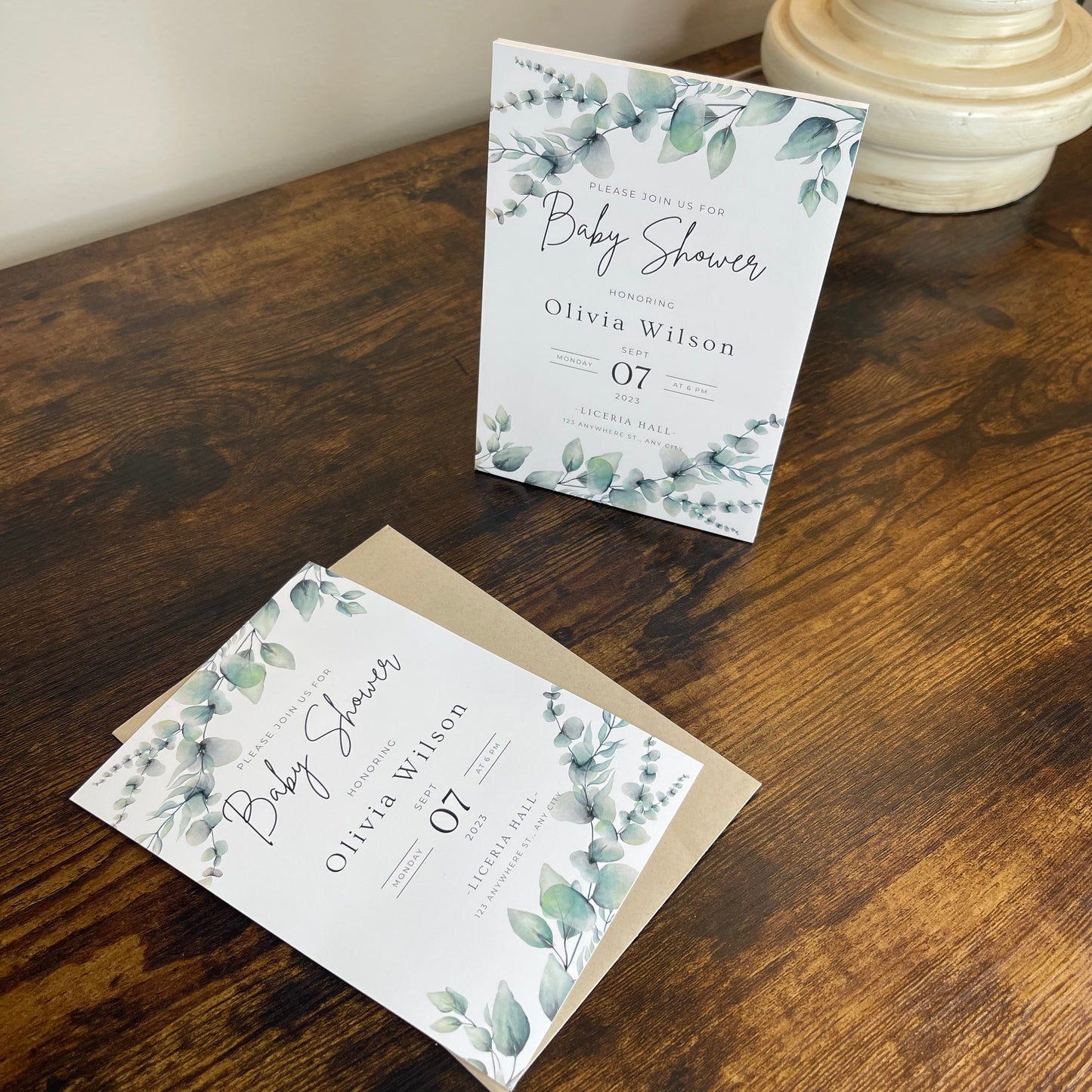 Watercolor Soft Eucalyptus Baby Shower
