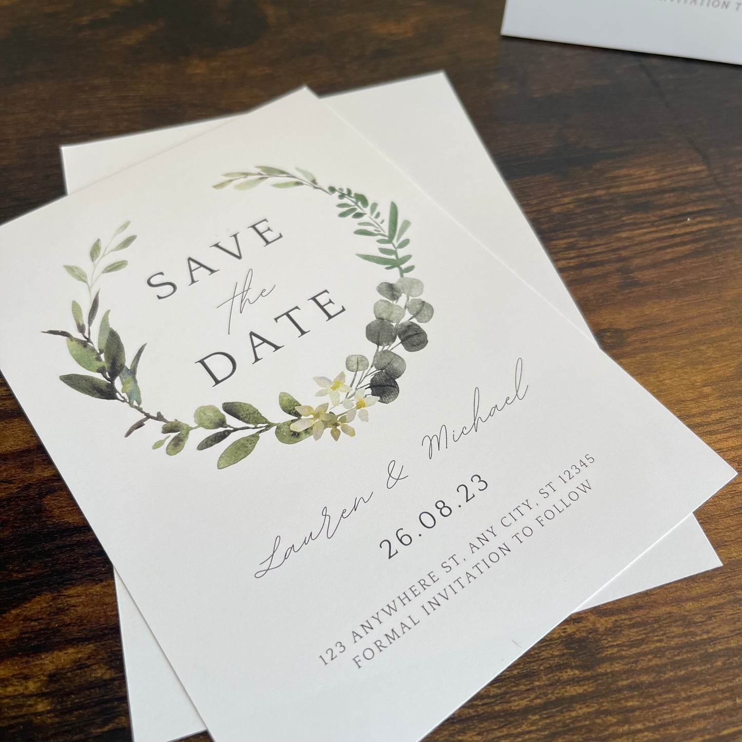 Eucalyptus Floral Theme Save the Date