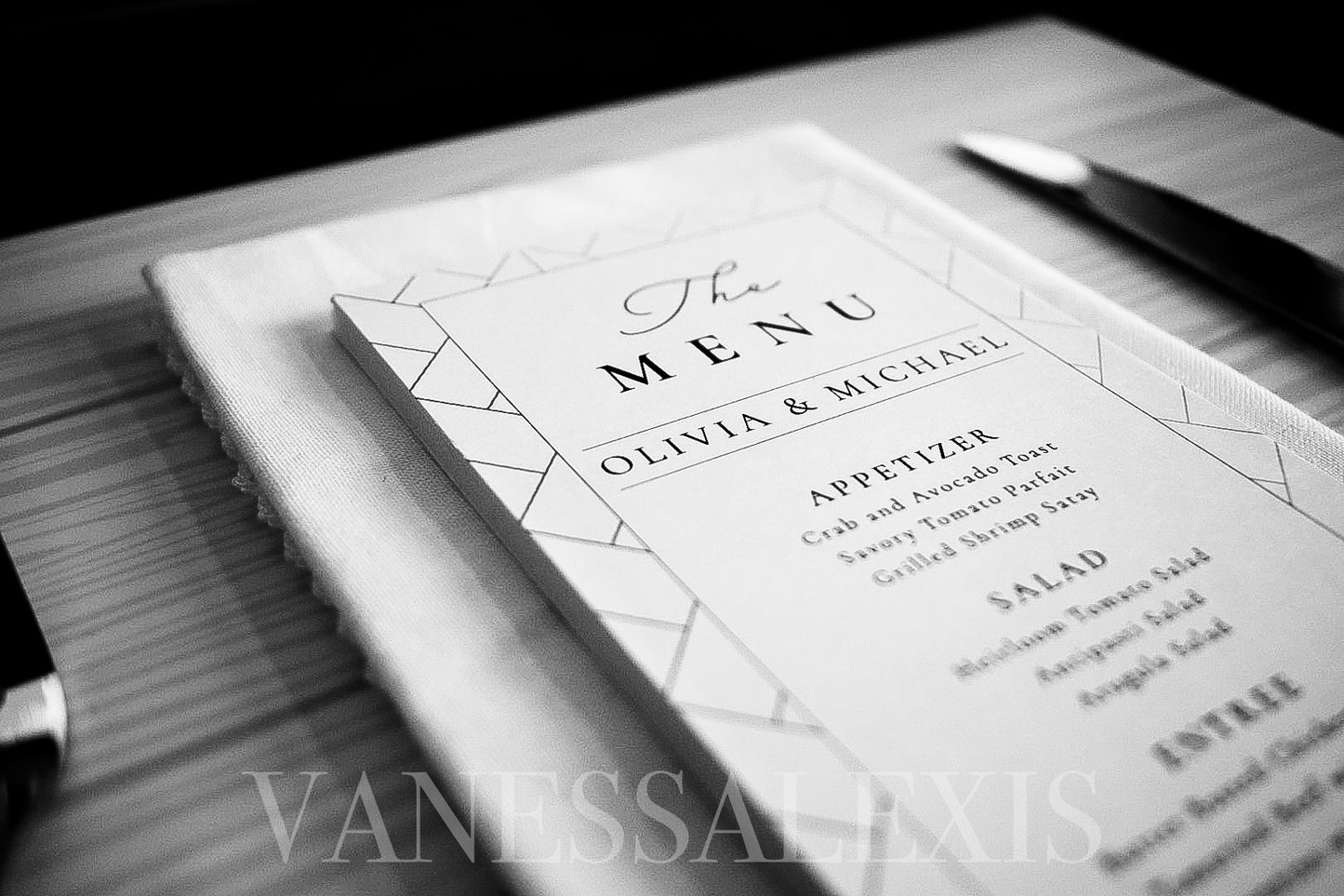 Ornate Gold Wedding Hotel 4x9 Menu Card Modern Menu