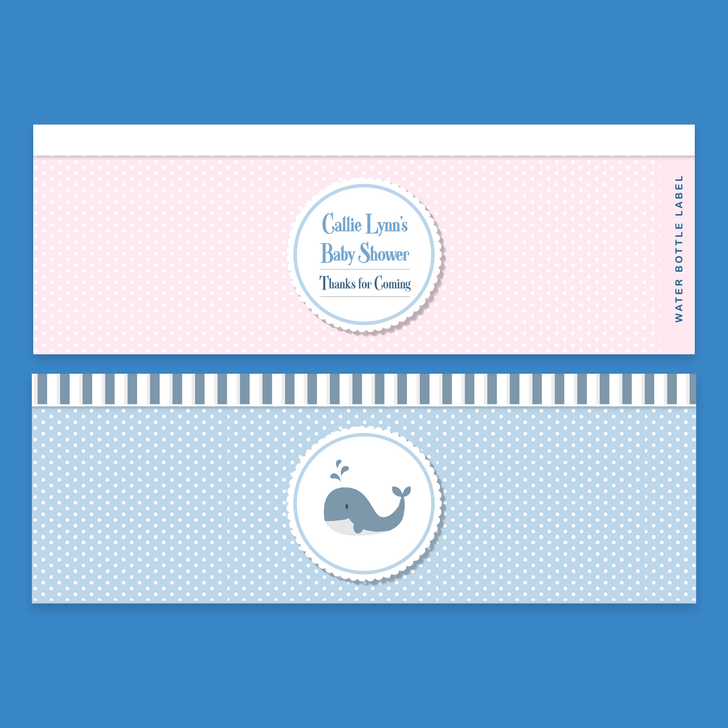 Nautical Baby Whale Water Bottle Labels