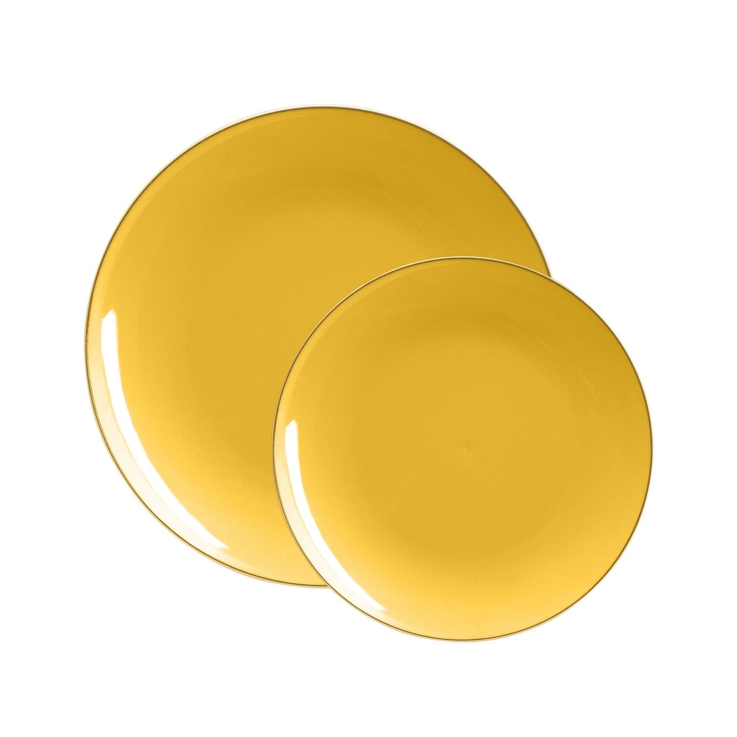 Yellow • Gold Round Plastic Plates | 10 Pack
