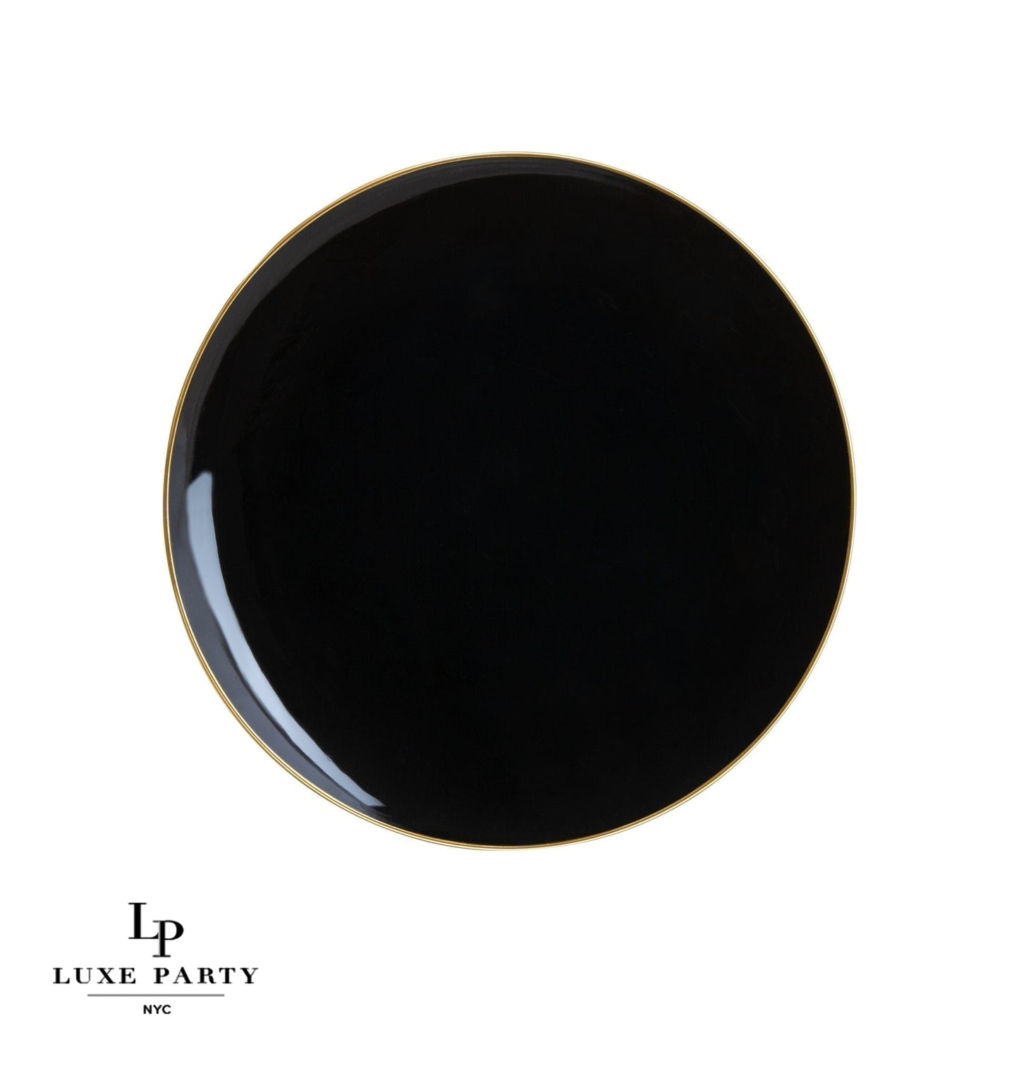 Round Black • Gold Plastic Plates | 10 Pack