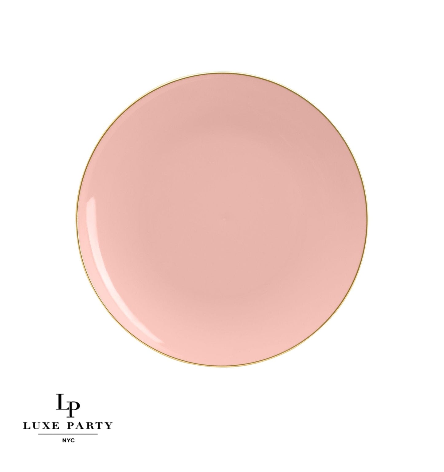Round Coral • Gold Plastic Plates | 10 Pack