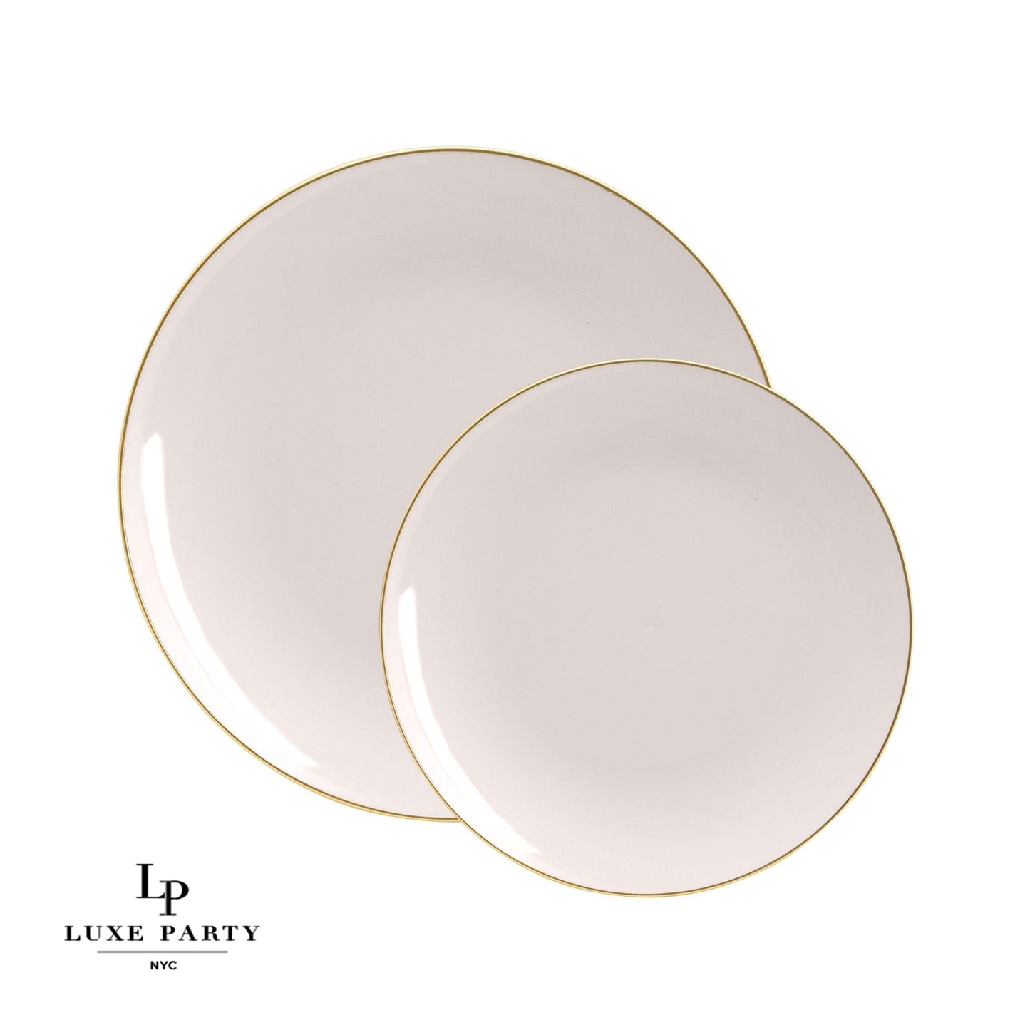 Round Linen • Gold Plastic Plates | 10 Pack