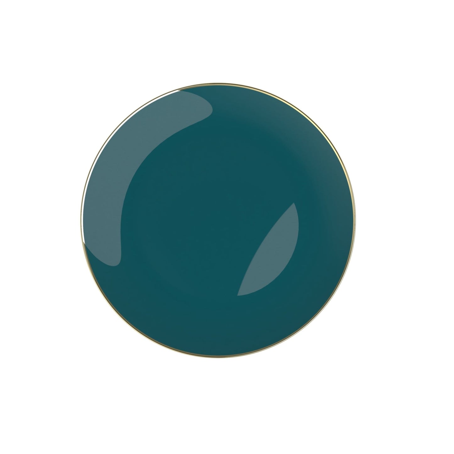 Round Teal • Gold Plastic Plates | 10 Pack