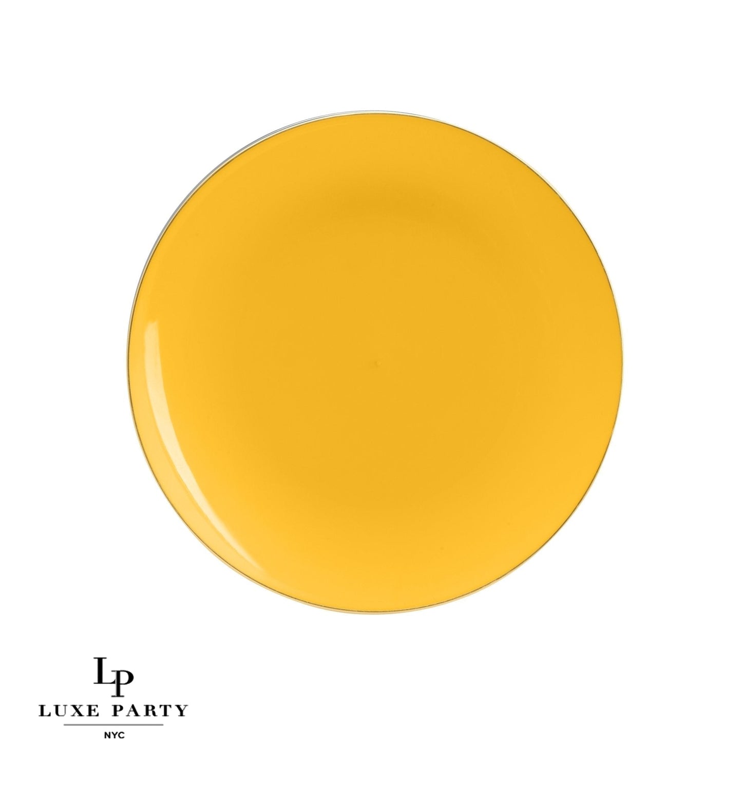 Yellow • Gold Round Plastic Plates | 10 Pack