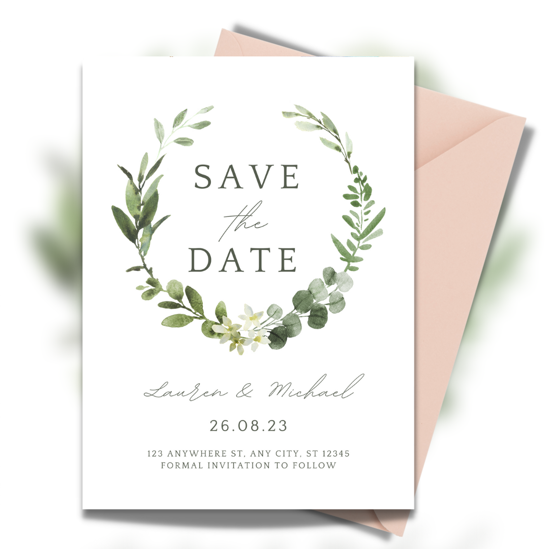 Eucalyptus Floral Theme Save the Date