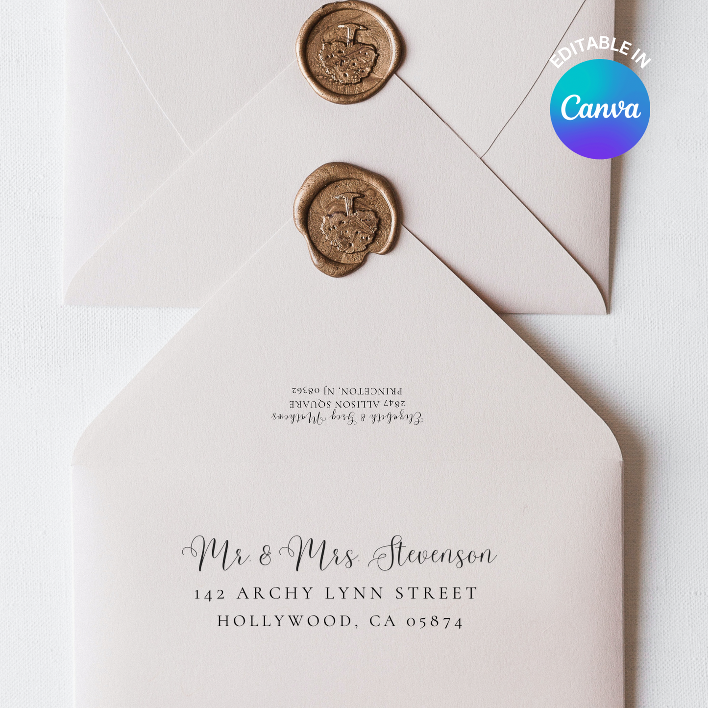 Whimsy Script Addressed Wedding Envelope A9 Canva Template