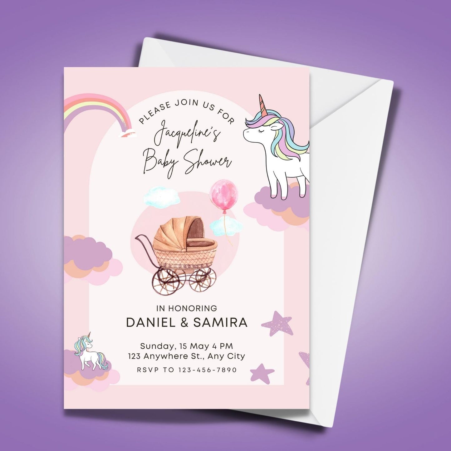 Frosted Pink Unicorn Theme Baby Shower
