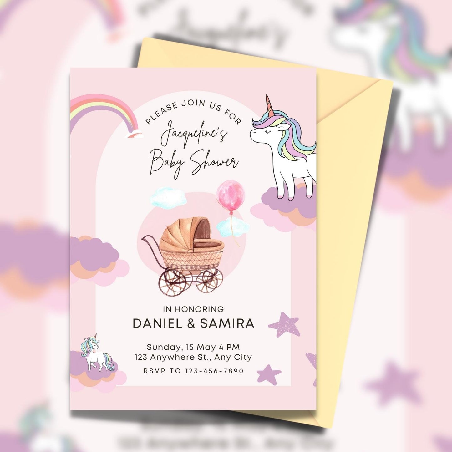 Frosted Pink Unicorn Theme Baby Shower