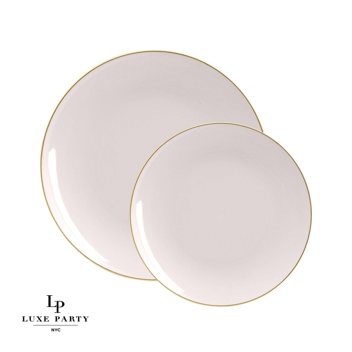 Luxe Party - Round Linen • Gold Plastic Plates | 10 Pack