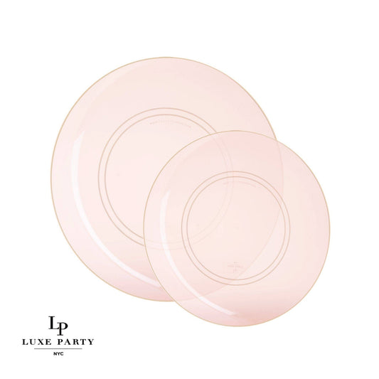 Luxe Party - Round Semi Transparent Rose • Gold Plastic Plates | 10 Pack
