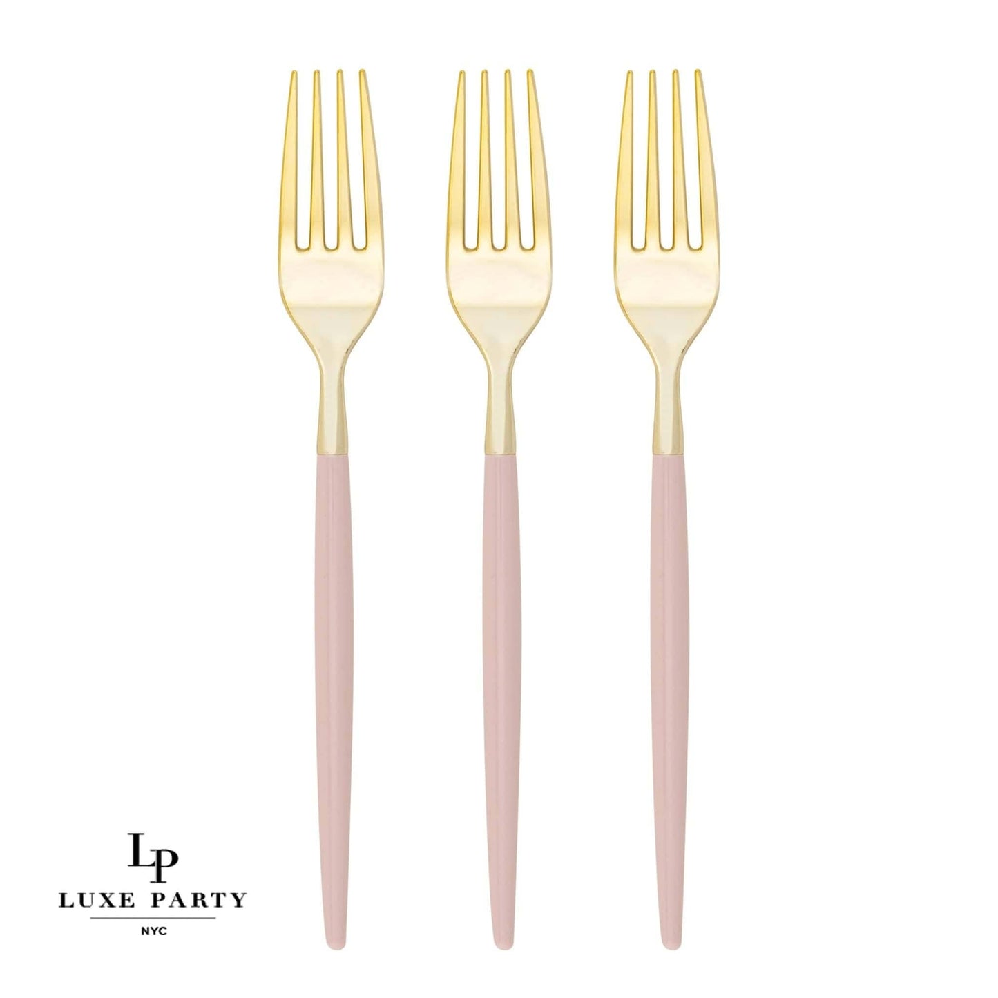 Luxe Party - Chic Round Blush and Gold Forks | 32 Pieces