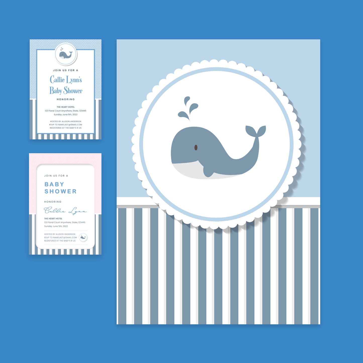 Nautical Baby Whale Baby Shower Invitation