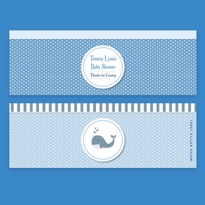 Nautical Baby Whale Water Bottle Labels