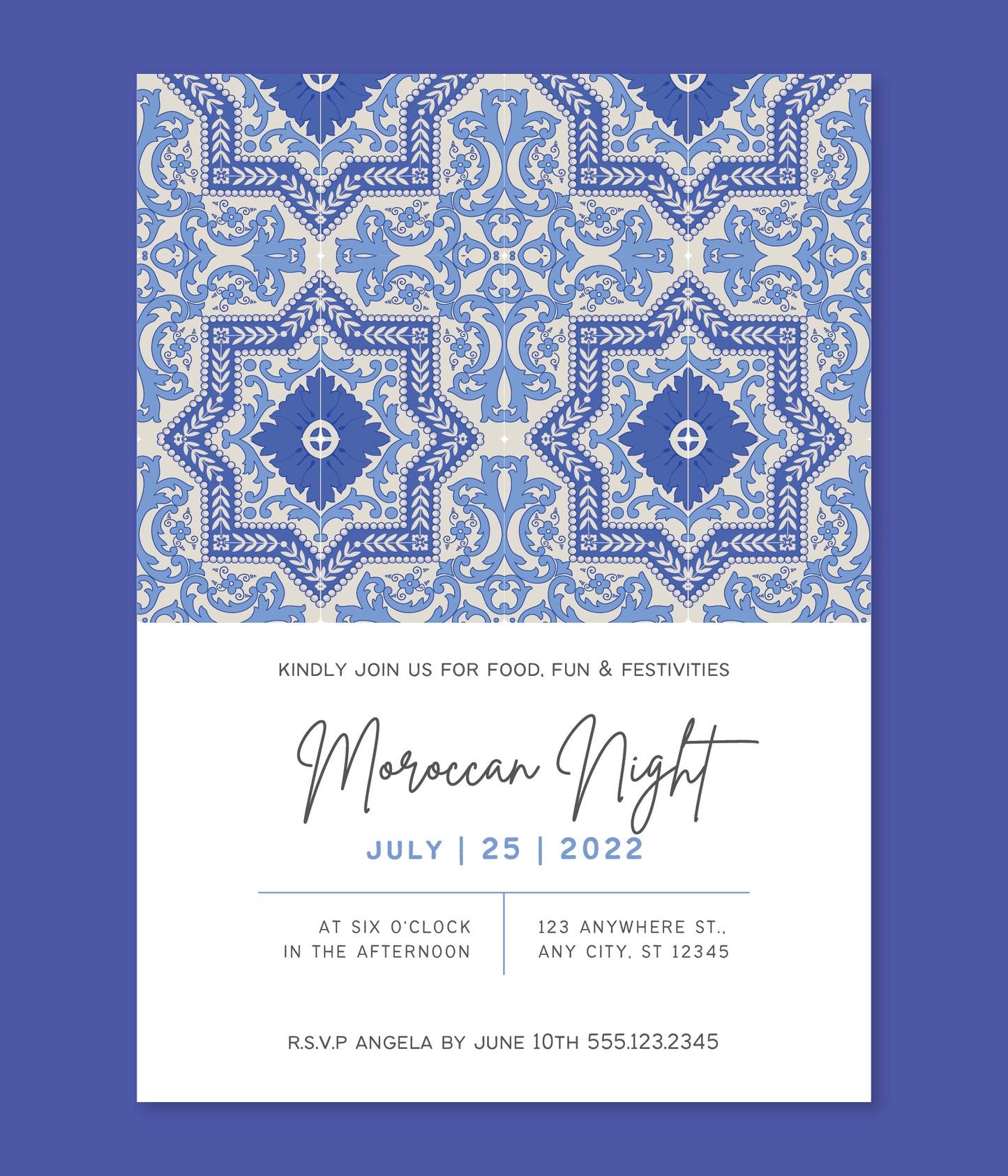 Moroccan Food Theme Night Invitation