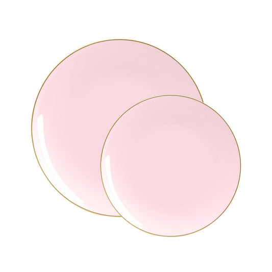 Round Blush • Gold Plastic Plates | 10 Pack