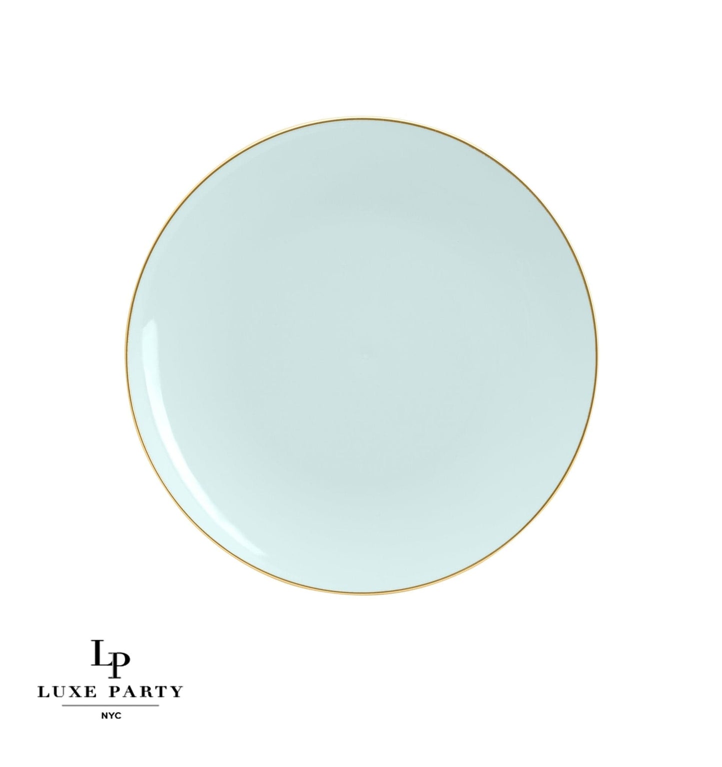 Round Mint • Gold Plastic Plates | 10 Pack